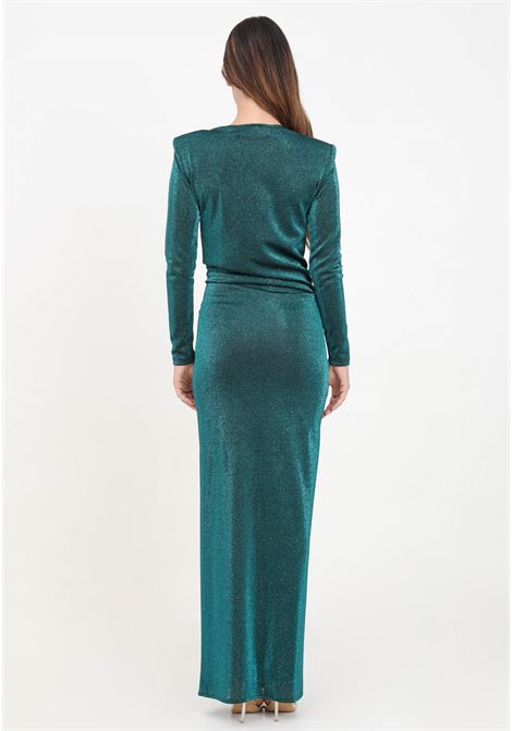 Long emerald green dress for women with a light shimmering effect SIMONA CORSELLINI | A24CEAB045-01-TJER00490709